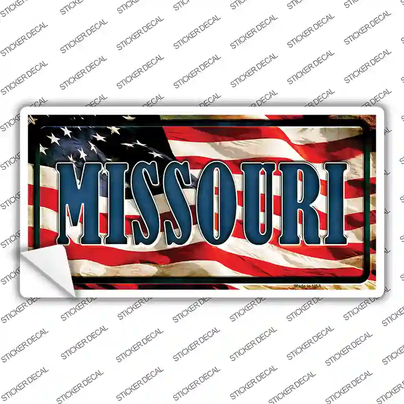 Missouri on American Flag Novelty Sticker Decal