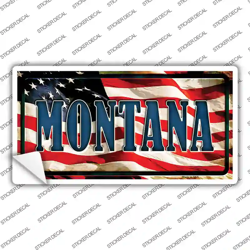 Montana on American Flag Novelty Sticker Decal