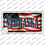 Nebraska on American Flag Novelty Sticker Decal
