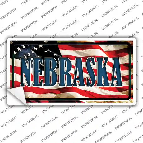Nebraska on American Flag Novelty Sticker Decal