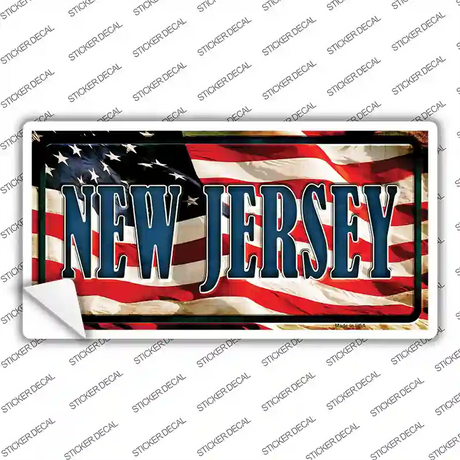 New Jersey on American Flag Novelty Sticker Decal