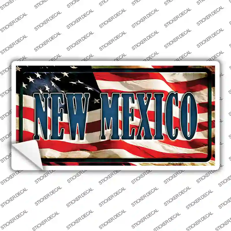 New Mexico on American Flag Novelty Sticker Decal