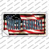 North Carolina on American Flag Novelty Sticker Decal