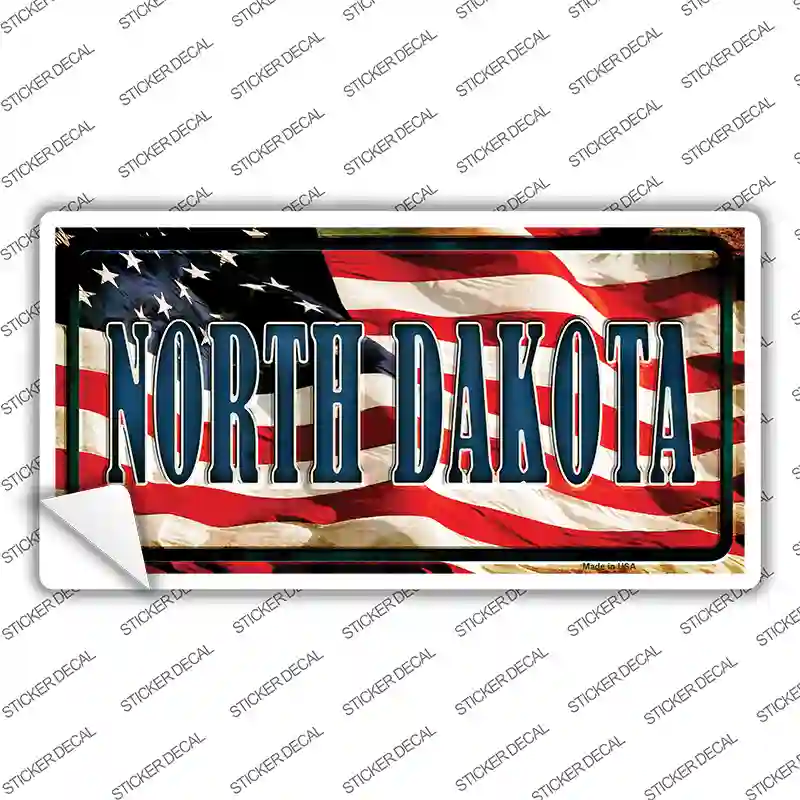 North Dakota on American Flag Novelty Sticker Decal