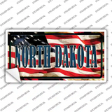 North Dakota on American Flag Novelty Sticker Decal