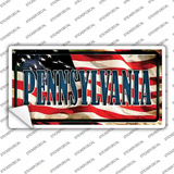 Pennsylvania on American Flag Novelty Sticker Decal