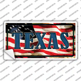 Texas on American Flag Novelty Sticker Decal