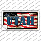 Utah on American Flag Novelty Sticker Decal