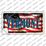 Vermont on American Flag Novelty Sticker Decal