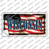 Wisconsin on American Flag Novelty Sticker Decal