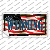 Wyoming on American Flag Novelty Sticker Decal