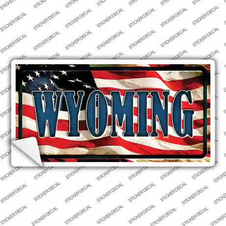 Wyoming on American Flag Novelty Sticker Decal