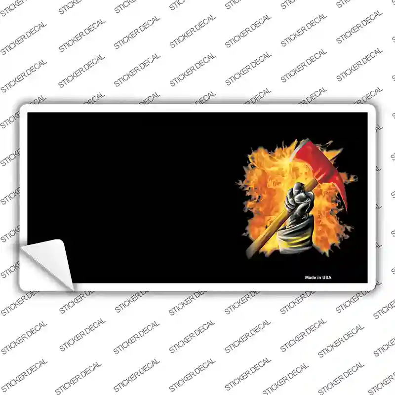 Firefighter Flaming Ax Offset Novelty Sticker Decal