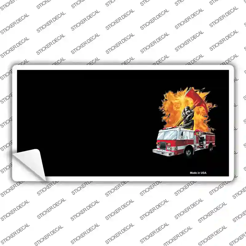 Fire Engine Flames Flaming Ax Offset Novelty Sticker Decal