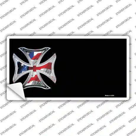 American Flag Maltese Cross Offset Novelty Sticker Decal