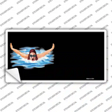 Female Swimmer Offset Novelty Sticker Decal