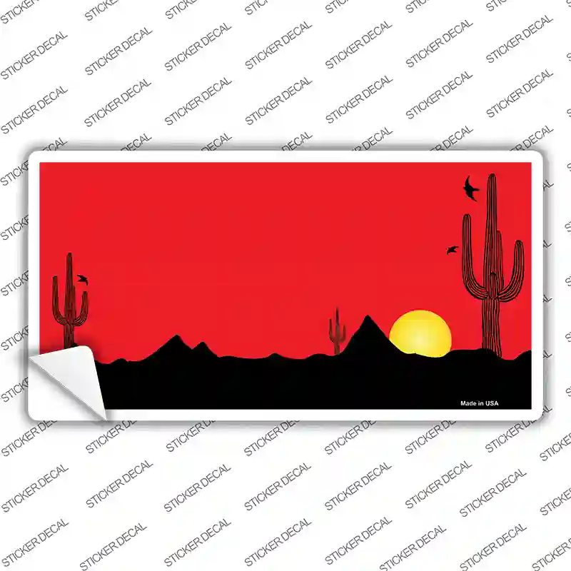 Southwest Cactus Sunrise Red Novelty Sticker Decal