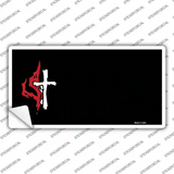 Flaming Cross Offset Novelty Sticker Decal