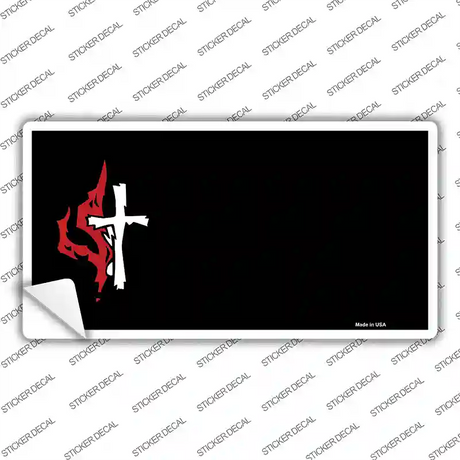 Flaming Cross Offset Novelty Sticker Decal