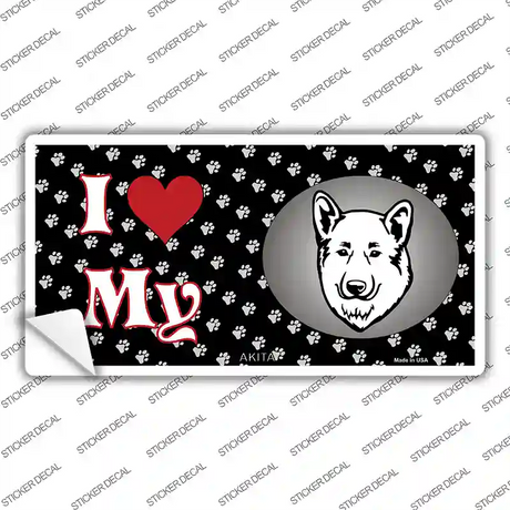 I Love My Akita Novelty Sticker Decal