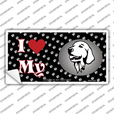 I Love My Golden Retriever Novelty Sticker Decal