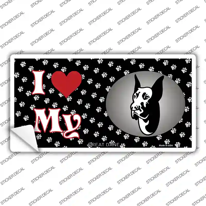 I Love My Great Dane Novelty Sticker Decal