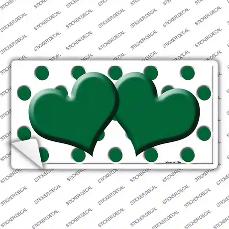 Green White Polka Dot Green Centered Hearts Novelty Sticker Decal