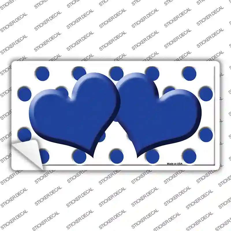 Blue White Polka Dot Blue Centered Hearts Novelty Sticker Decal