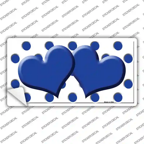 Blue White Polka Dot Blue Centered Hearts Novelty Sticker Decal