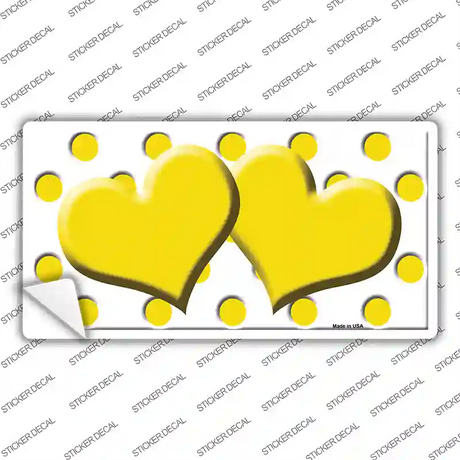 Yellow White Polka Dot Yellow Centered Hearts Novelty Sticker Decal