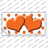 Orange White Polka Dot Orange Centered Hearts Novelty Sticker Decal