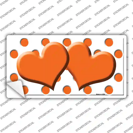 Orange White Polka Dot Orange Centered Hearts Novelty Sticker Decal