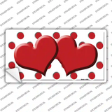 Red White Polka Dot Red Centered Hearts Novelty Sticker Decal