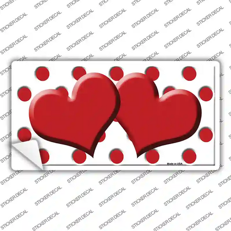 Red White Polka Dot Red Centered Hearts Novelty Sticker Decal