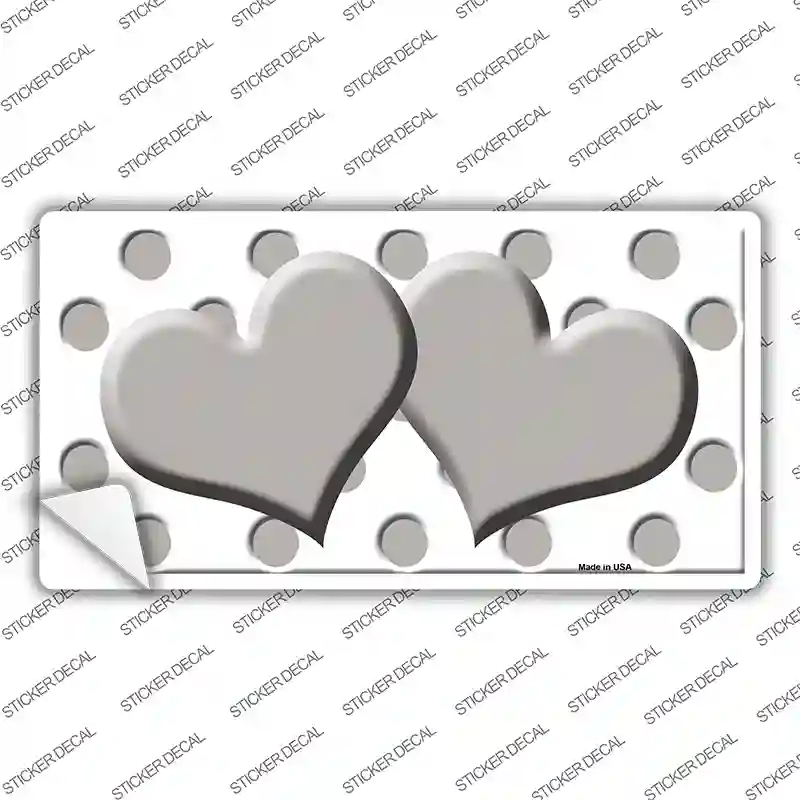 Grey White Polka Dot Grey Centered Hearts Novelty Sticker Decal