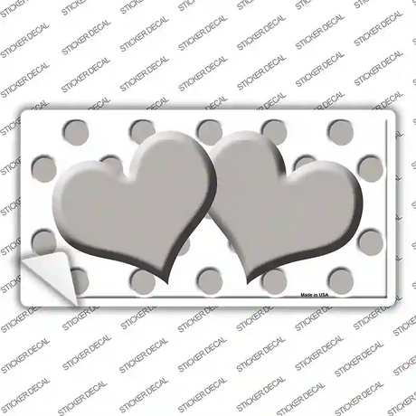 Grey White Polka Dot Grey Centered Hearts Novelty Sticker Decal