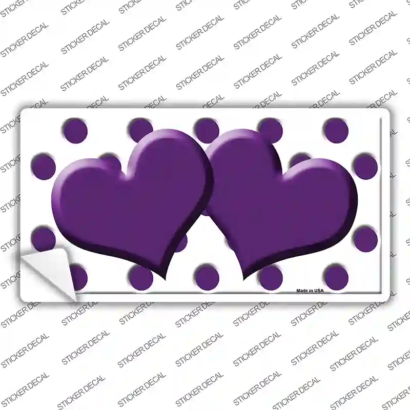 Purple White Polka Dot Purple Centered Hearts Novelty Sticker Decal