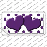 Purple White Polka Dot Purple Centered Hearts Novelty Sticker Decal