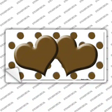 Brown White Polka Dot With Brown Centered Hearts Novelty Sticker Decal