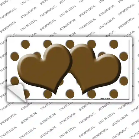 Brown White Polka Dot With Brown Centered Hearts Novelty Sticker Decal