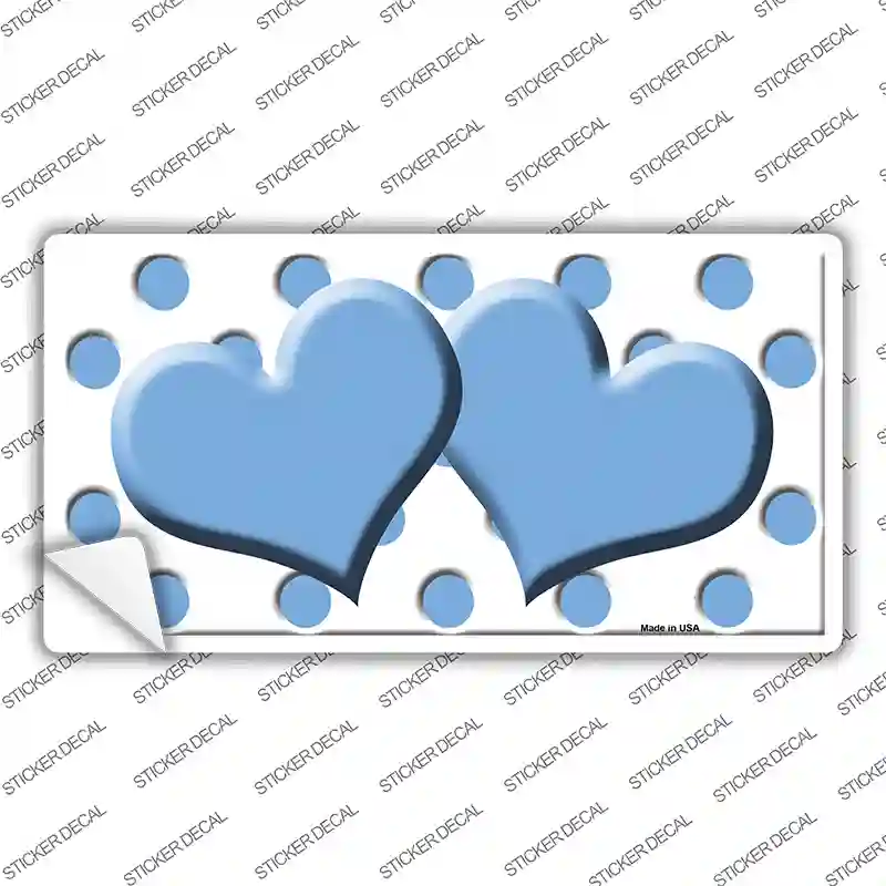 Light Blue White Polka Dot Light Blue Centered Hearts Novelty Sticker Decal