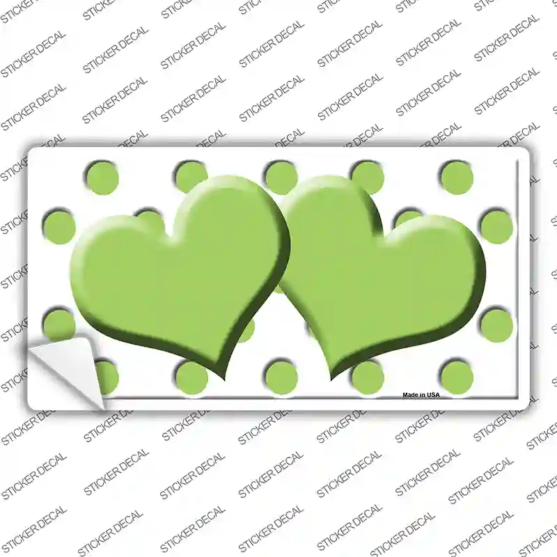 Lime Green White Polka Dot Lime Green Centered Hearts Novelty Sticker Decal