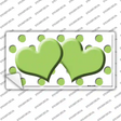 Lime Green White Polka Dot Lime Green Centered Hearts Novelty Sticker Decal