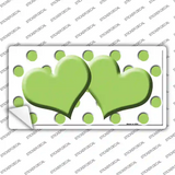 Lime Green White Polka Dot Lime Green Centered Hearts Novelty Sticker Decal
