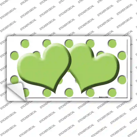 Lime Green White Polka Dot Lime Green Centered Hearts Novelty Sticker Decal