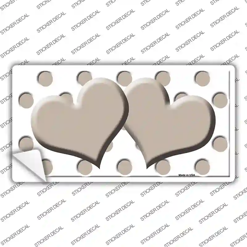 Tan White Polka Dot Tan Centered Hearts Novelty Sticker Decal