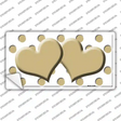 Gold White Polka Dot Gold Centered Hearts Novelty Sticker Decal