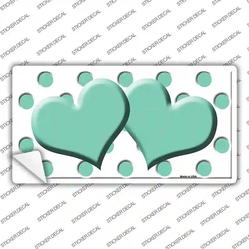 Mint White Polka Dot Mint Centered Hearts Novelty Sticker Decal