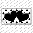 Black White Polka Dot Black Centered Hearts Novelty Sticker Decal