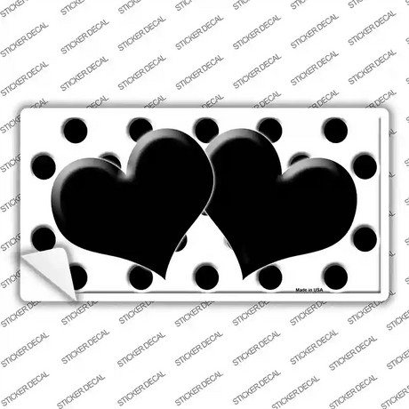 Black White Polka Dot Black Centered Hearts Novelty Sticker Decal